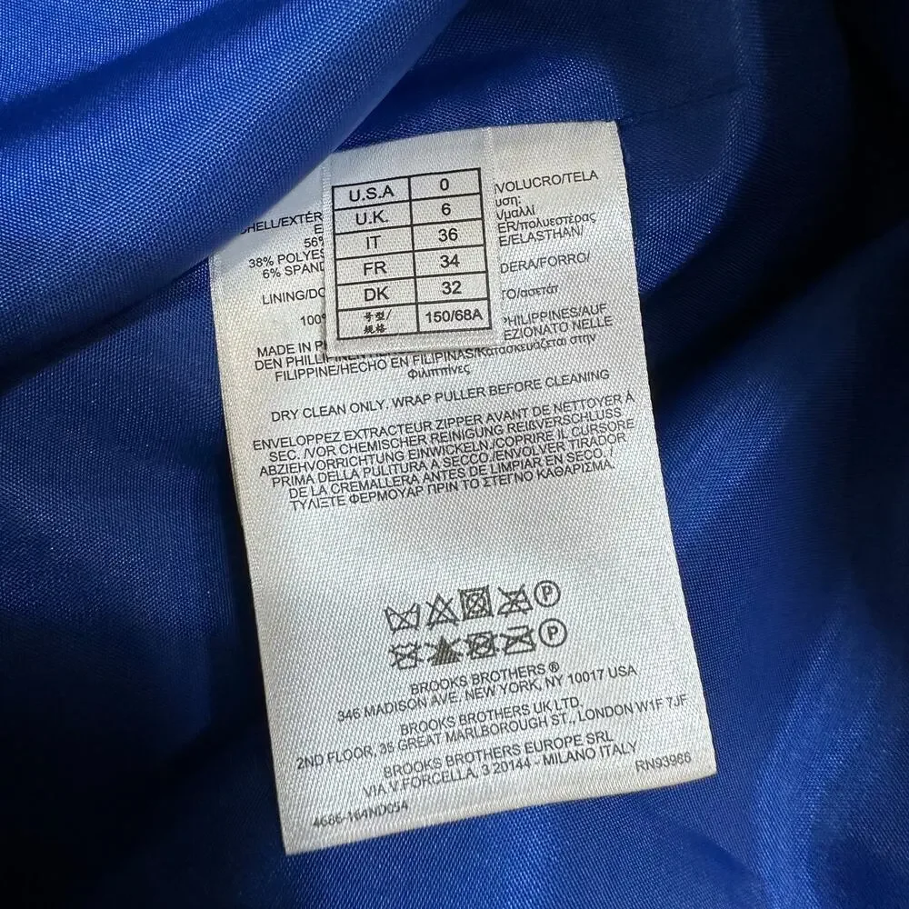 NWT Brooks Brothers Red Fleece Dress Royal Blue Wool Blend Short Sleeve Pencil 0 - Picture 9 of 10